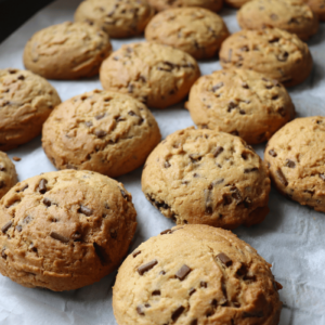 tray of fresh chocolate chip cookies pantry dry mix