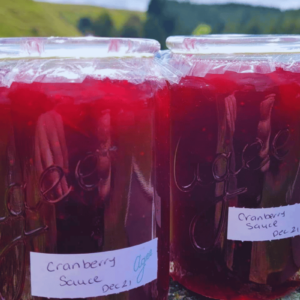 two jars of red cranberry sauce