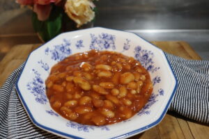 a bowl of freshly made baked beans