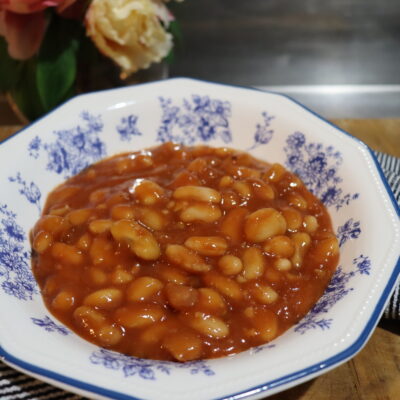 a bowl of freshly made baked beans