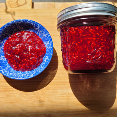 stunning red homemade raspberry jam