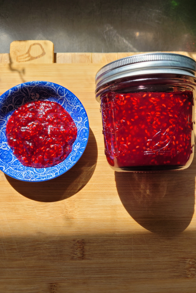 stunning red homemade raspberry jam