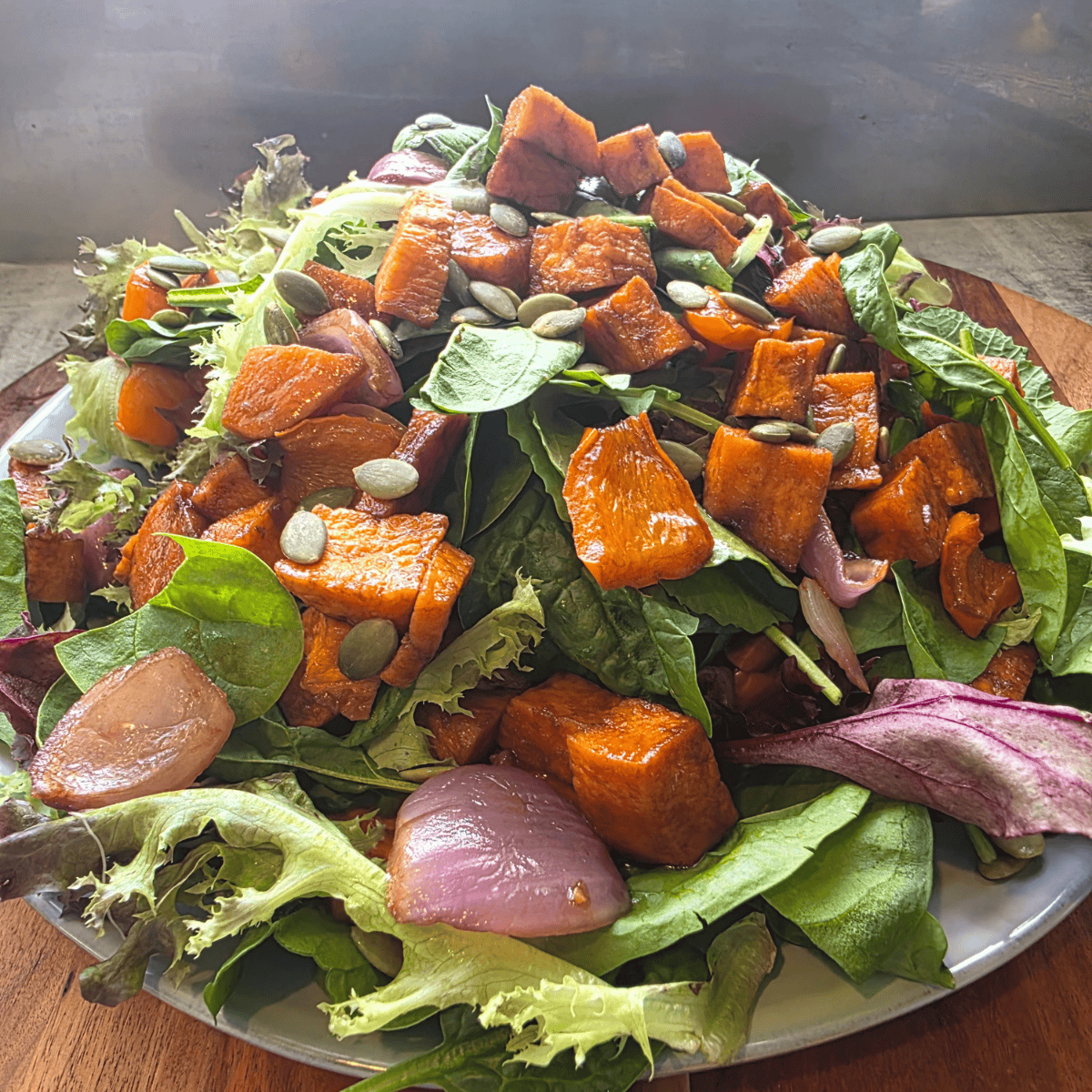 A Simple Roasted Veggie Green Salad