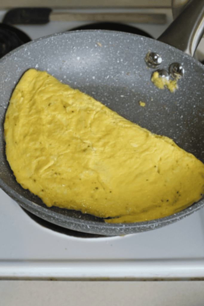 cheese omelette in a frying pan