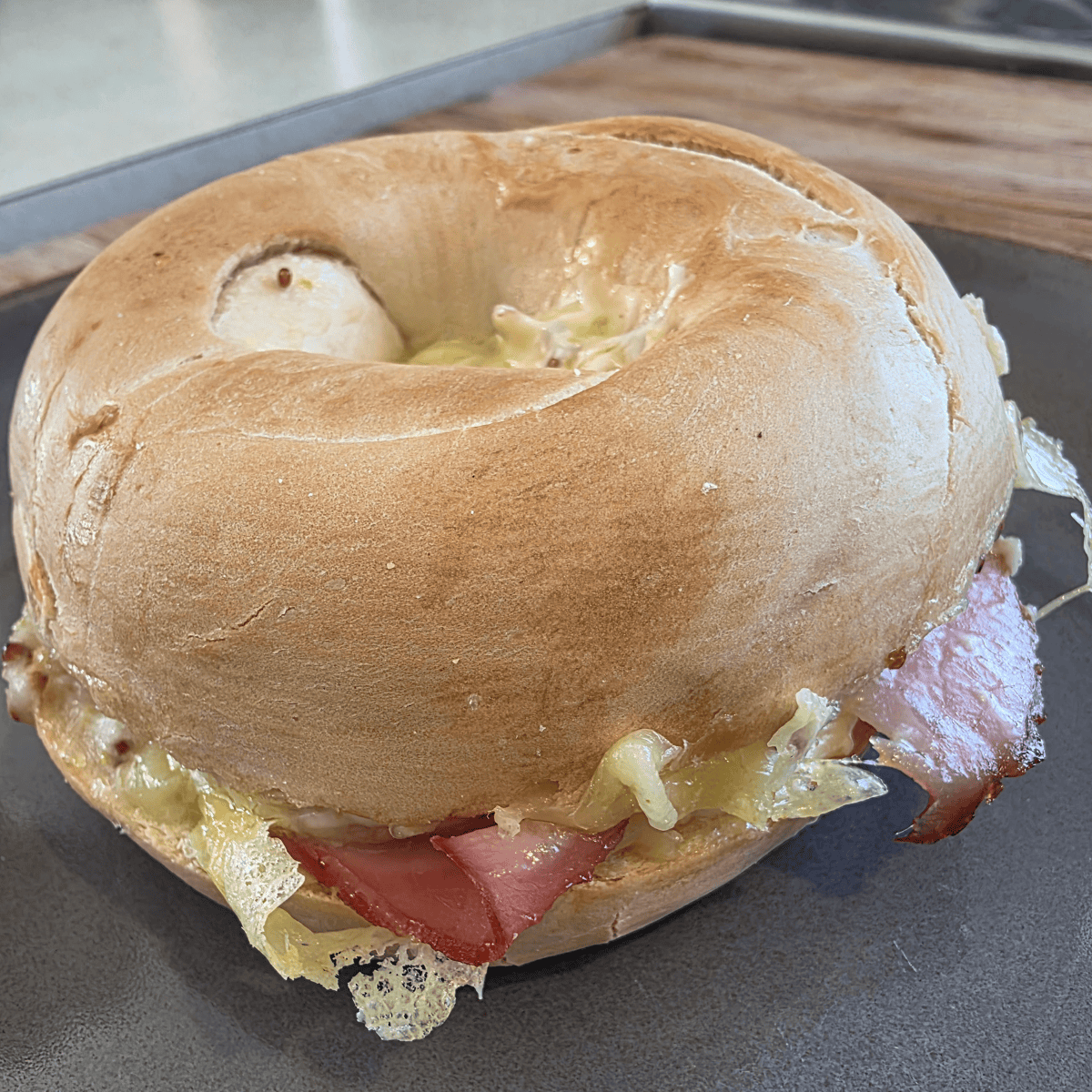 Ham and Cheese Bagel Freezer Breakfast Sandwiches