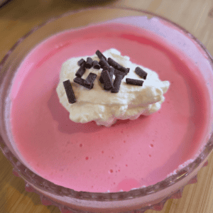 Light and fluffy raspberry flummery dessert