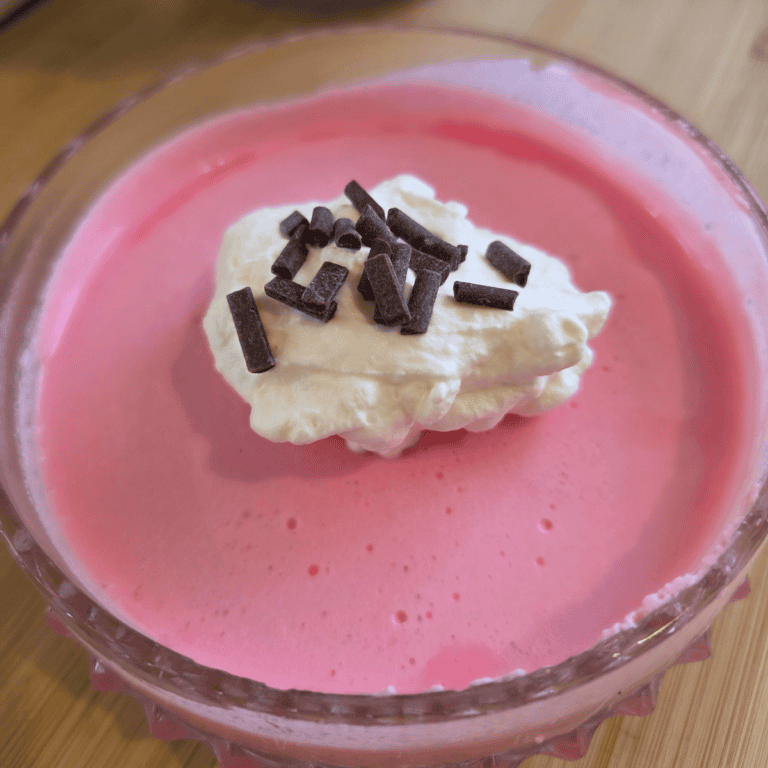 Light and fluffy raspberry flummery dessert