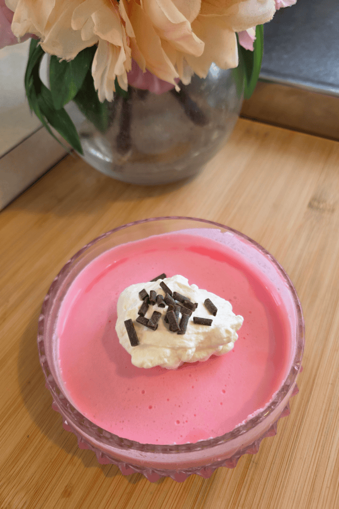 Light and fluffy raspberry flummery dessert