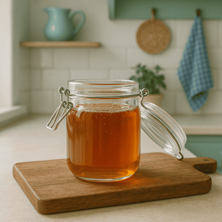 A jar of golden syrup sitting on a bench