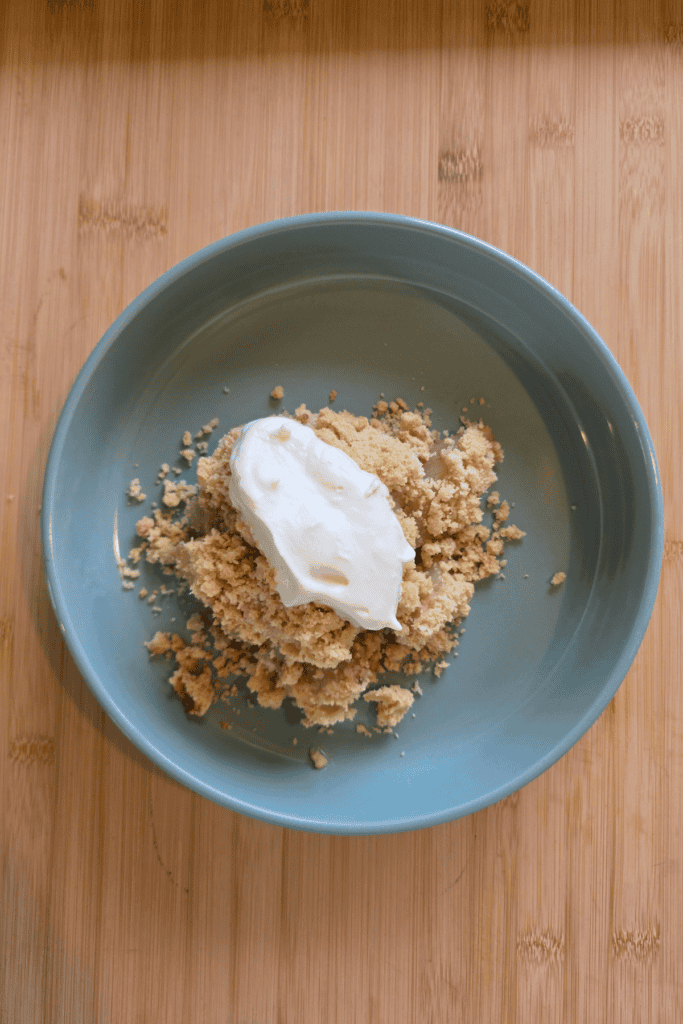 Homemade apple & pear crumble served warm with cream