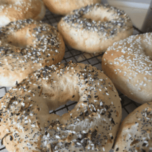 Freshly baked bagels made from scratch