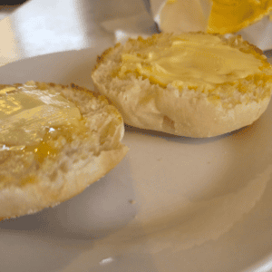 Freshly toasted English muffins