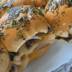 Easy baked ham and Swiss sliders