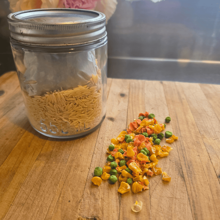 Homemade pantry risotto mix with dehydrated vegetables