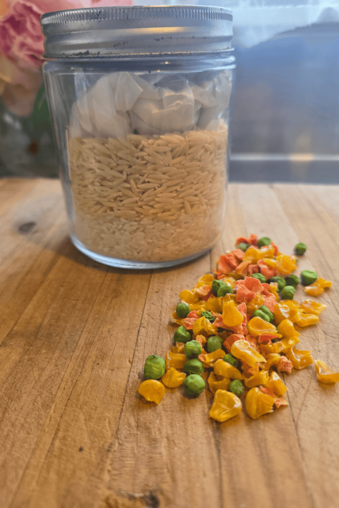 Homemade pantry risotto mix with dehydrated vegetables