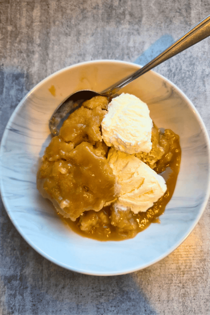 Slow cooker salted caramel self-saucing pudding