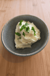 Frozen mashed potato reheated until creamy and ready to serve
