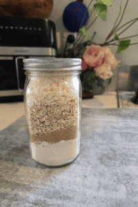 photo of a jar of Anzac biscuit pantry mix