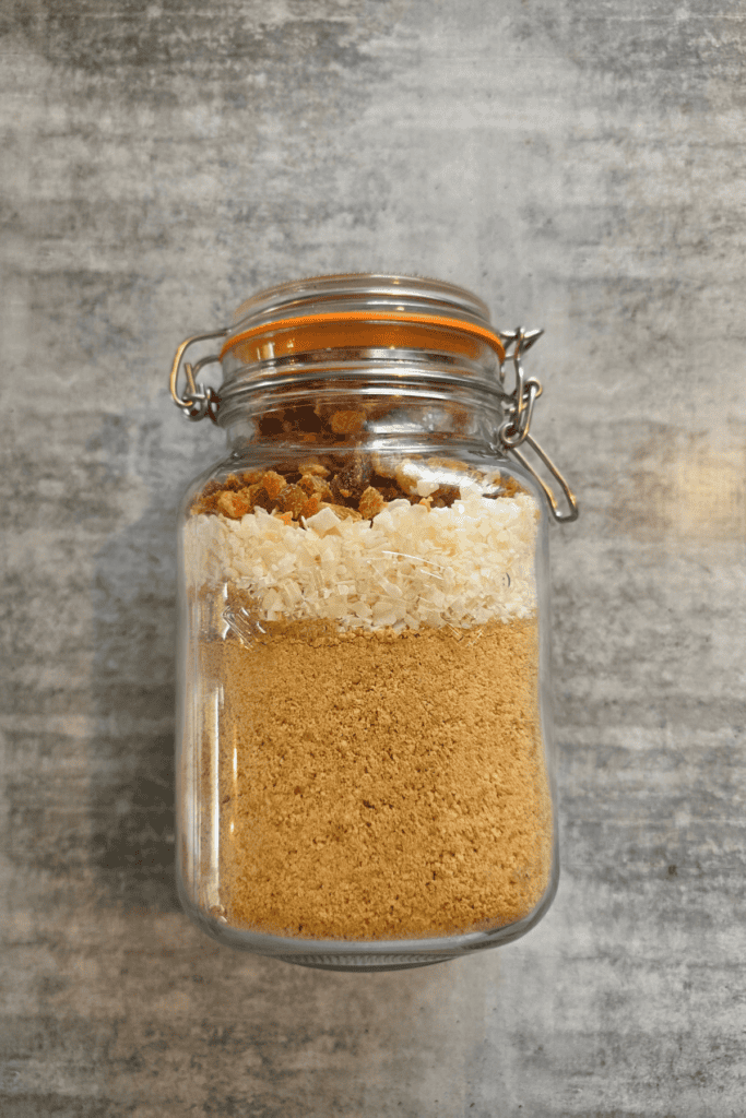 a jar of apricot no bake slice