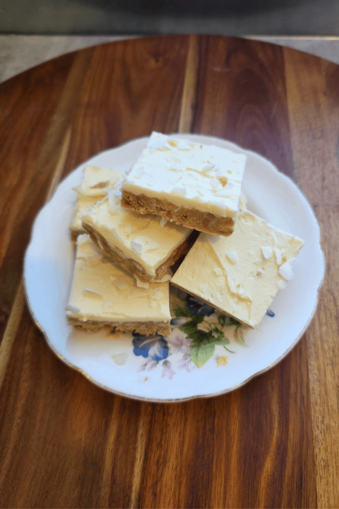 Homemade no-bake lemon slice with lemon icing